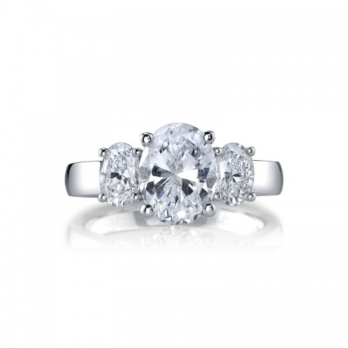 Deutsch Signature Oval Cut  3-Stone Rings Semi Mount