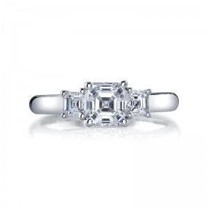 Deutsch Signature Asscher Cut  3-Stone Rings Semi Mount