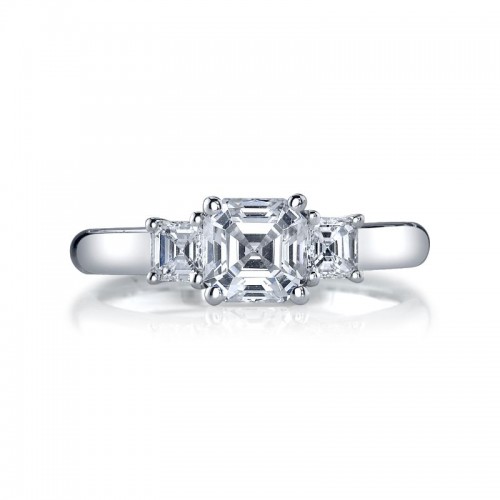 Deutsch Signature Asscher Cut  3-Stone Rings Semi Mount