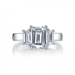 Deutsch Signature Emerald Cut  3-Stone Rings Semi Mount