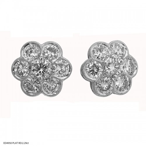 Jyes's Flower Stud Earring Millgrain Edge