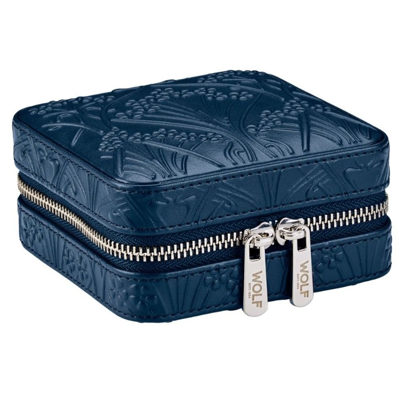WOLF X LIBERTY All Over Ianthe Small Travel Jewelry Zip Case - Navy