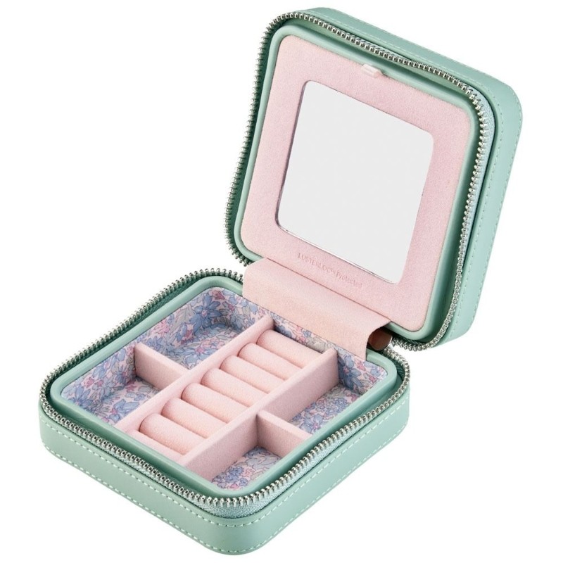 WOLF X LIBERTY Julia Interior Print Small Travel Jewelry Zip Case - Sage Green