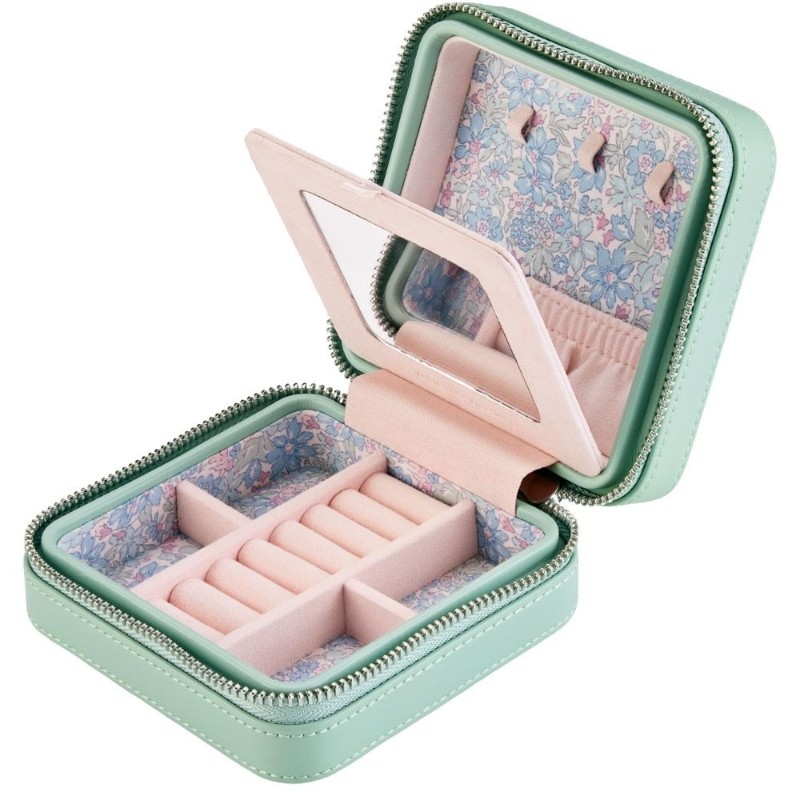 WOLF X LIBERTY Julia Interior Print Small Travel Jewelry Zip Case - Sage Green