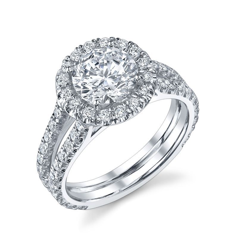 Deutsch Signature Double Wire Pave Round Halo Semi Mount