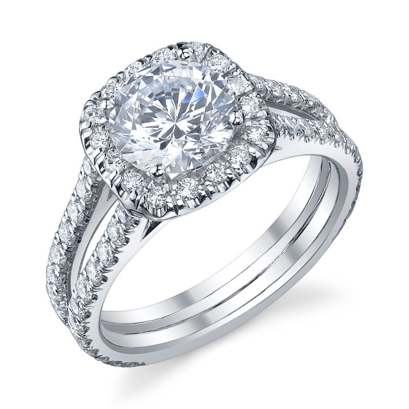 Deutsch Signature Double Wire Pave Cushion Halo Semi Mount