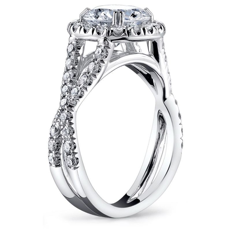 Deutsch Signature Twisted Pave Cushion Halo Semi Mount