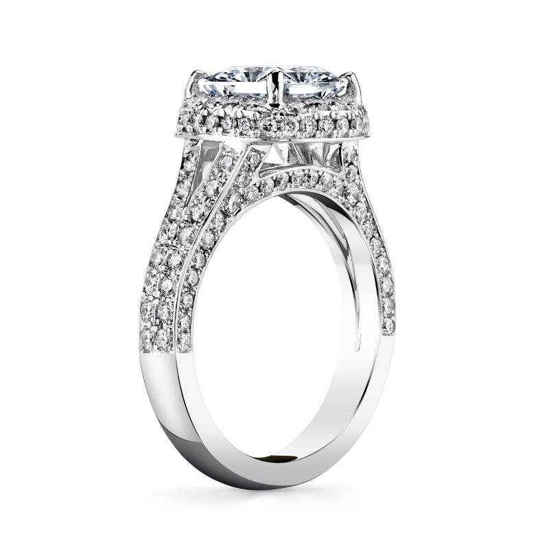 Deutsch Signature 2 Sided Micro Pave Square Halo Semi Mount