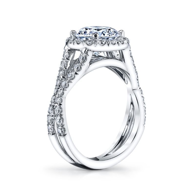 Deutsch Signature Twisted Pave Round Halo Semi Mount