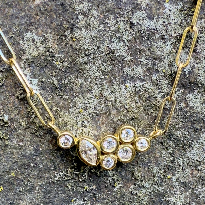 Marquis and Round Diamond Bubble Bea Necklace