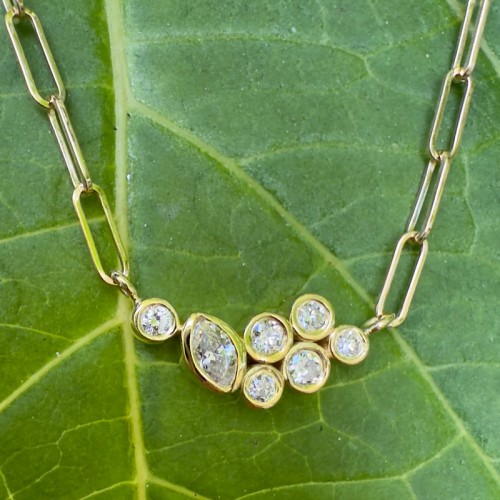 Marquis and Round Diamond Bubble Bea Necklace