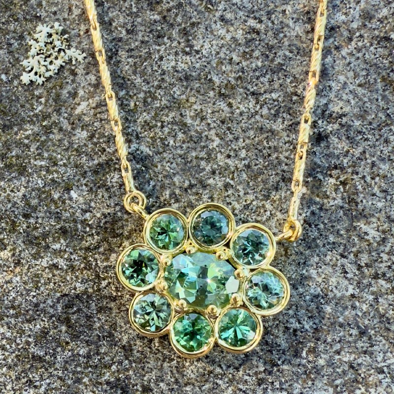 Green Tourmaline Blossom Necklace