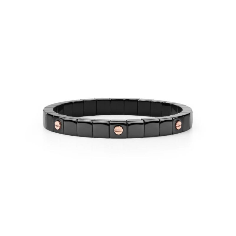 Black Ceramic Bracelet with 7 Gold Screws