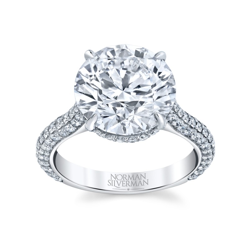 Norman Silverman Platinum 3 Sided Shank Round Diamond Ring