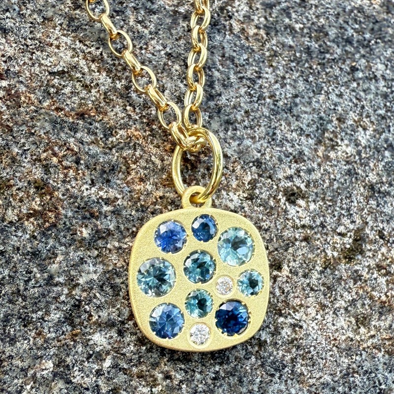 Aquamarine and Blue Sapphire Giselle Necklace