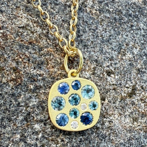 Aquamarine and Blue Sapphire Giselle Necklace