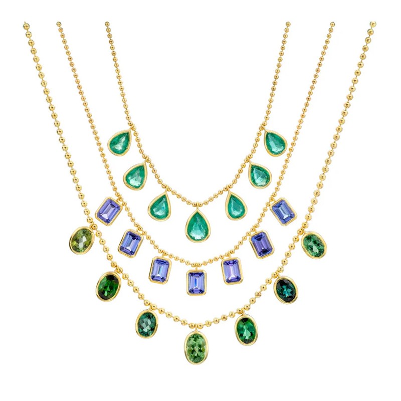 Oval Green Tourmaline Bali Necklace