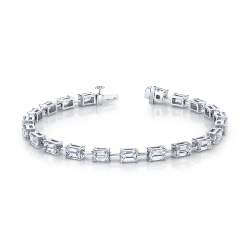 Norman Silverman 8.36 Carat 18K Emerald Cut Diamonds Straight Line Bracelet