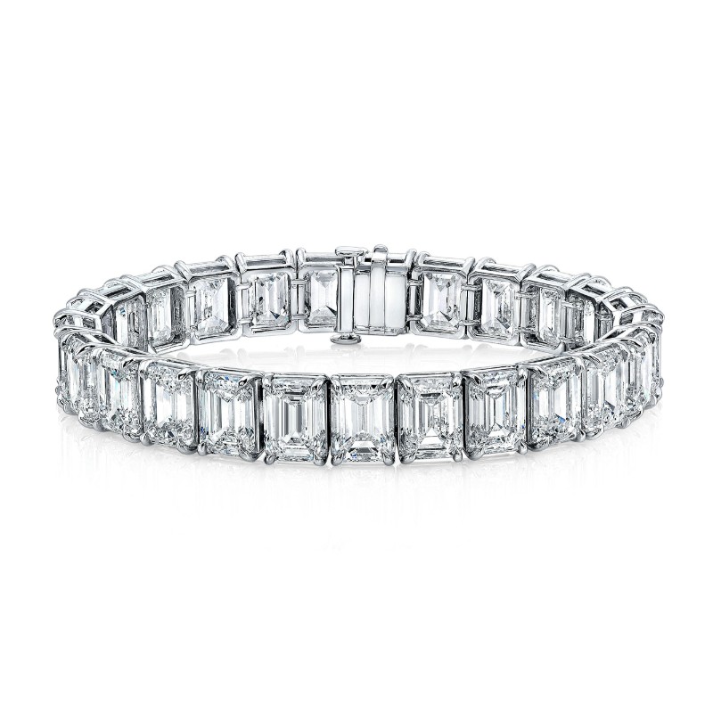 Norman Silverman 75.98 Carat Emerald Cut Diamond Classic Straight Line Bracelet