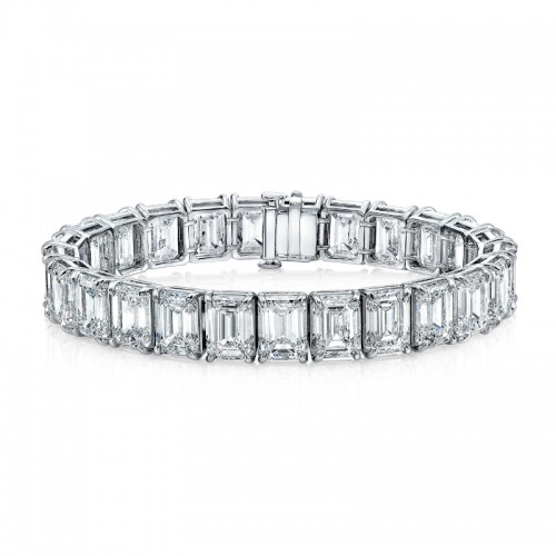 Norman Silverman 75.98 Carat Emerald Cut Diamond Classic Straight Line Bracelet