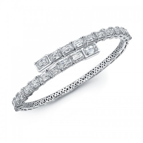 Norman Silverman 15.62 Carat 18K White Gold Round Cornered Modified Rectangular Brilliant Spiral Bracelet
