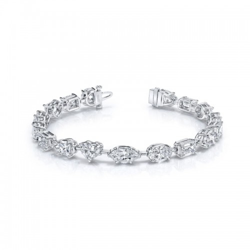 Norman Silverman 17.27 Carat Platinum Mixed Fancy Shape Straight Line 4-Prong Bracelet