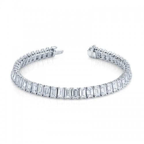 Norman Silverman 19.50 Carat Emerald Cut Diamond 4-Prong Straight Line Bracelet