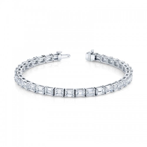 Norman Silverman 13.77 Carat Platinum Emerald Cut Diamonds East-West Straight Line Bracelet