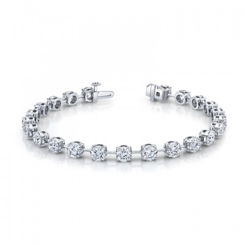 Norman Silverman 9.39 Carat 18K White Gold Straight Line Wire Set Bracelet