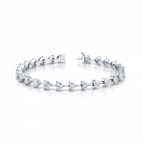 Norman Silverman 8.35 Carat Heart-Cut Diamond Bracelet Set In 18K White Gold