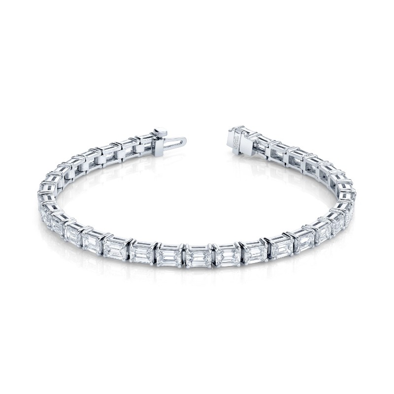 Norman Silverman East-West Emerald Cut Diamond Bracelet