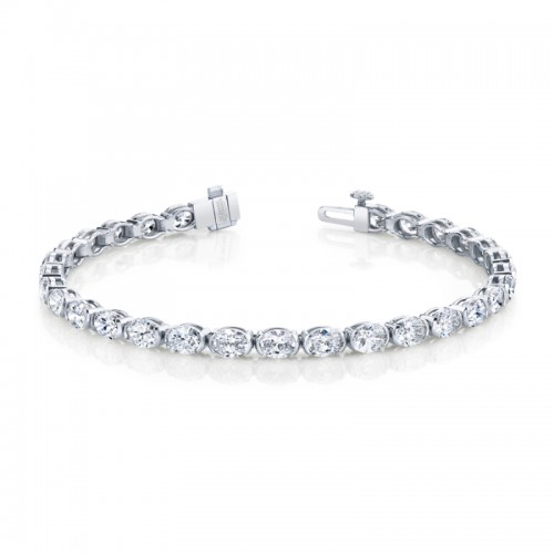 Norman Silverman 9.10 Carat Oval Shape Straight Line Bracelet
