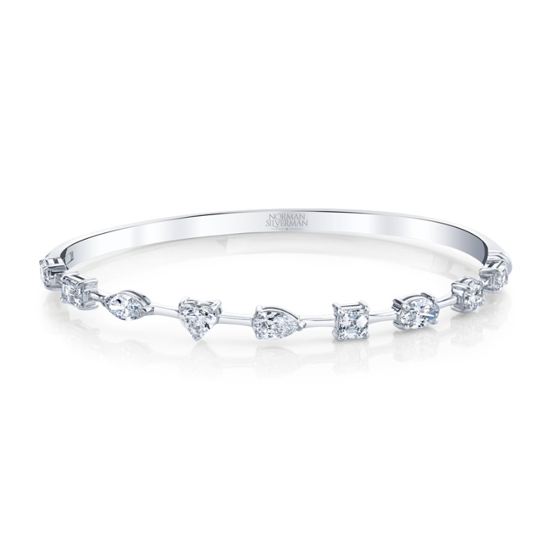 Norman Silverman Hinged Bangle Bracelet With Fancy Shape Diamonds