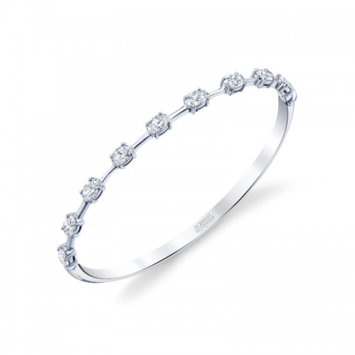 Norman Silverman East West Oval Cut Bar Bangle Bracelet