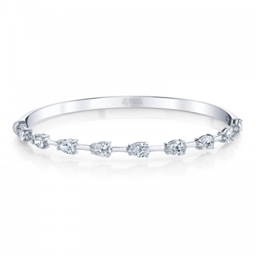 Norman Silverman Hinged Bangle Bracelet With Pear Shape Diamonds