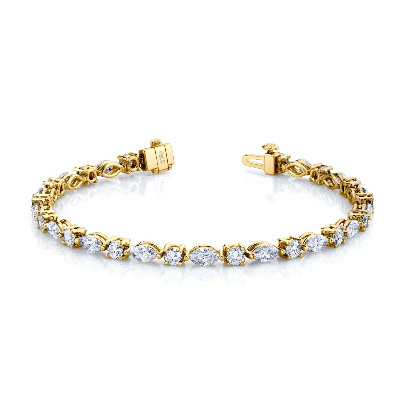 Norman Silverman Alternating Marquise And Round Brilliant Cut Diamond Bracelet