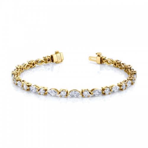 Norman Silverman Alternating Marquise And Round Brilliant Cut Diamond Bracelet