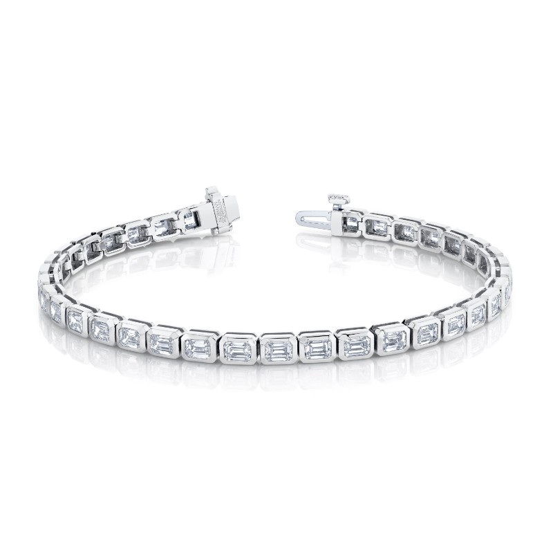 Norman Silverman Emerald Cut Diamond Bezel Bracelet