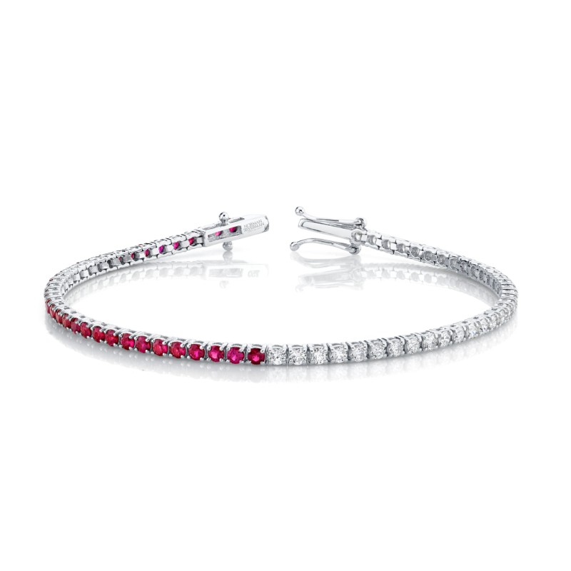 Norman Silverman 3.82 Carat 50/50 Ruby & Diamond Bracelet
