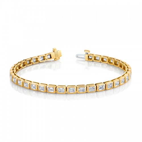 Norman Silverman Emerald Cut Diamond Bezel Bracelet