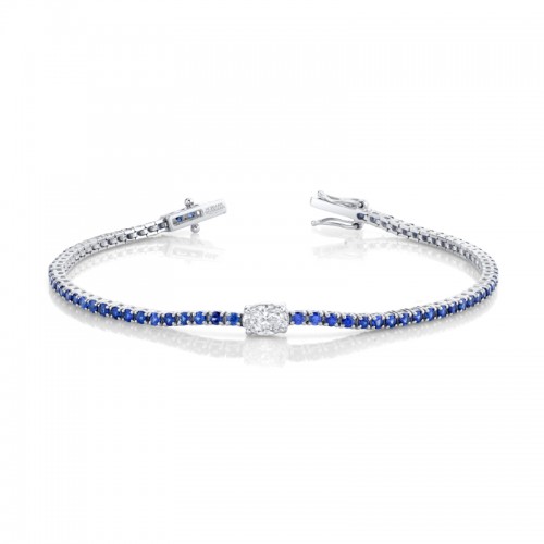 Norman Silverman 3.38 Carat 18K White Gold Straight Line Bracelet