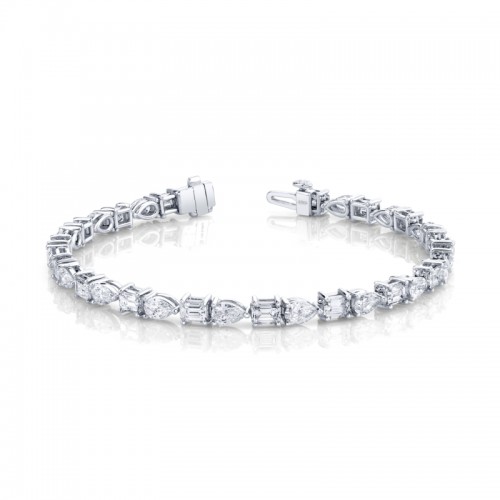 Norman Silverman 8.58 Carat 18K White Gold Pear And Emerald Cut Bracelet