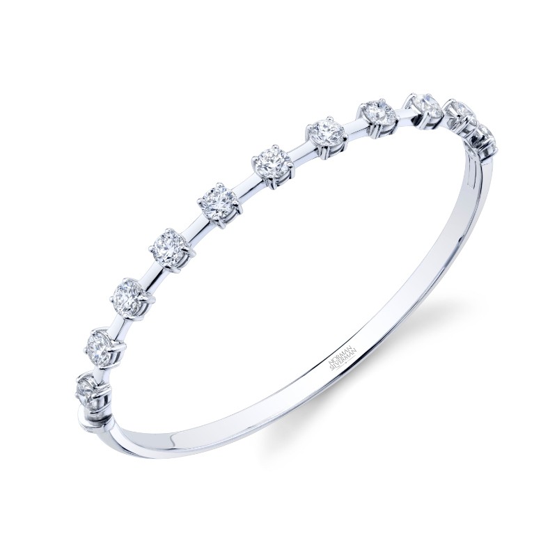 Norman Silverman Hinged Bangle With Round Brilliant Diamonds
