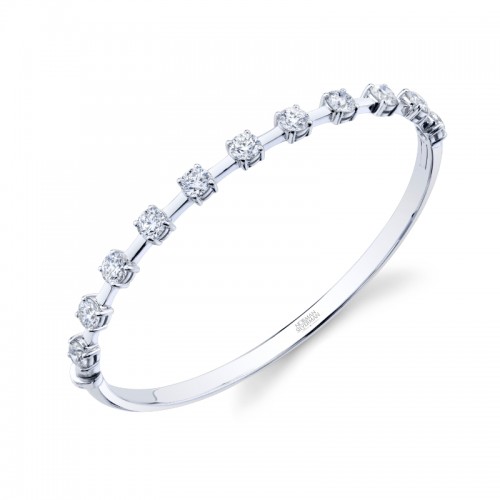 Norman Silverman Hinged Bangle With Round Brilliant Diamonds