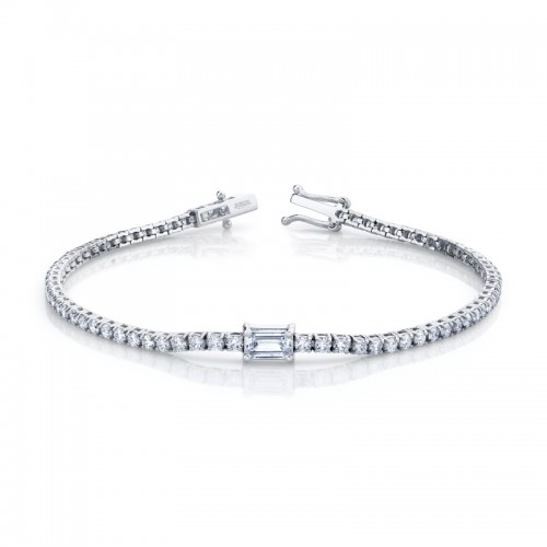 Norman Silverman Straight Line Diamond Bracelet With Center Stone