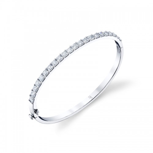Norman Silverman Hinged Bangle With Asscher Cut Diamonds