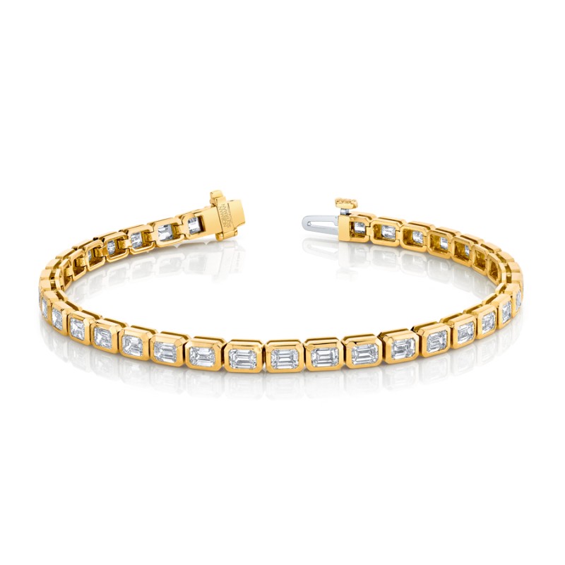 Norman Silverman Emerald Cut Diamond Bezel Set Straight Line Bracelet