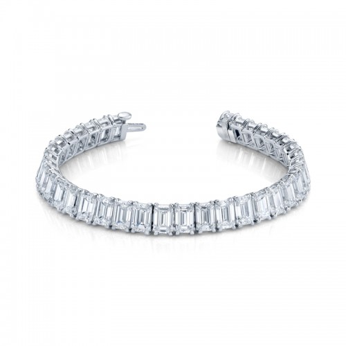 Norman Silverman 33.44 Carat Emerald Cut Diamonds Platinum Straight Line Bracelet