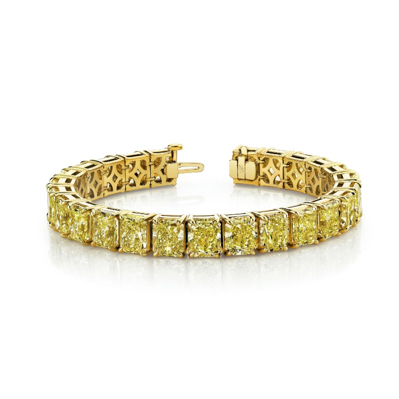 Norman Silverman 52 Carat Fancy Yellow Radiant Cut Diamond Bracelet