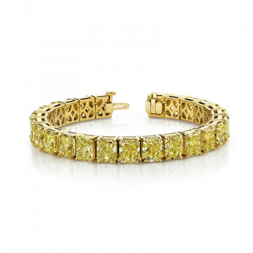 Norman Silverman 52 Carat Fancy Yellow Radiant Cut Diamond Bracelet